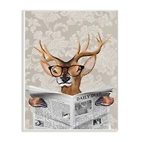 Stupell Industries Deer Reading Newspaper Wall Art Plaque