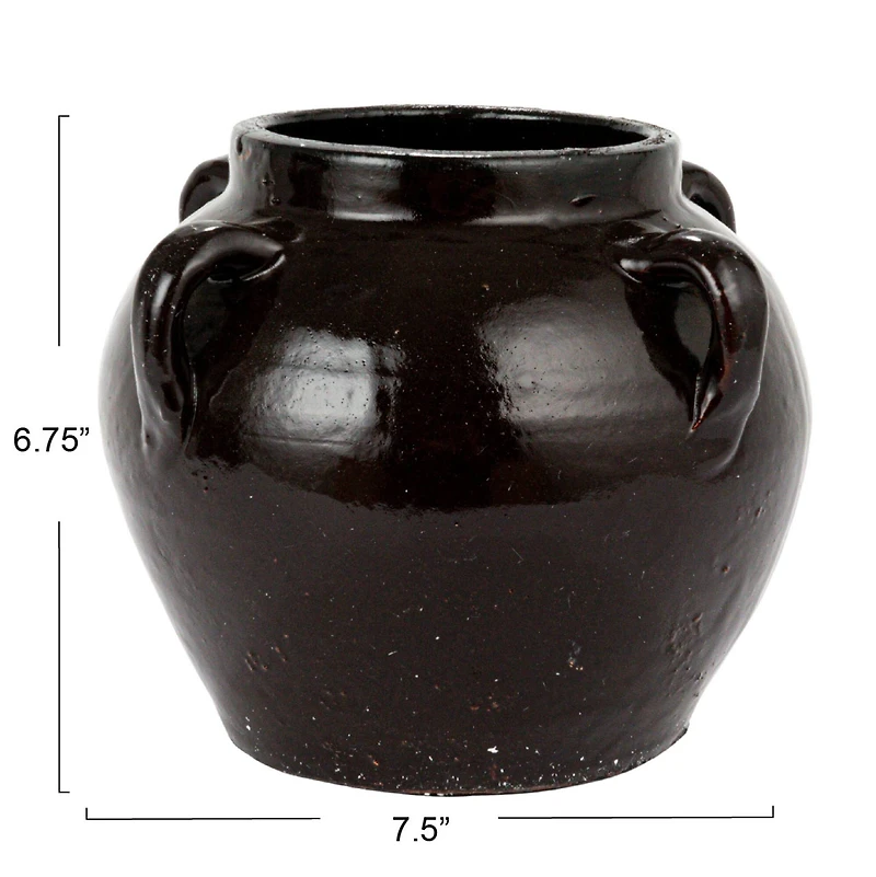 Hello Honey® 7" Distressed Black Decorative Clay Jar