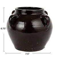 Hello Honey® 7" Distressed Black Decorative Clay Jar