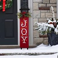 Glitzhome® 40" Lighted Wooden Sleigh JOY Porch Sign with Timer