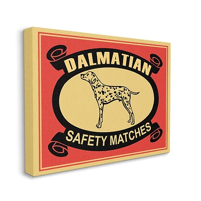 Stupell Industries Vintage Dalmatian Safety Matches Illustration Red Yellow Canvas Wall Art