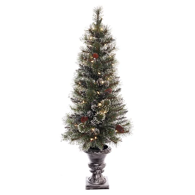 4ft. Pre-Lit Snowy Artificial Christmas Tree, Clear Lights