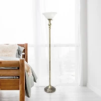 Lalia Home 6ft. Torchiere Floor Lamp with Marbleized Shade