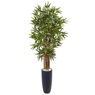 5ft. Bamboo Tree in Gray Cylinder Planter