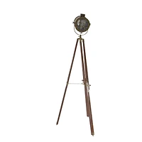71" Brown Wood Industrial Floor Lamp