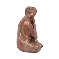Set of 2 Bronze Bohemian Polystone Buddha Sculpture 5" x 9"