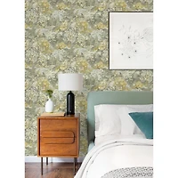Caroline et Bettina Yellow Gray le Forestier Peel & Stick Wallpaper