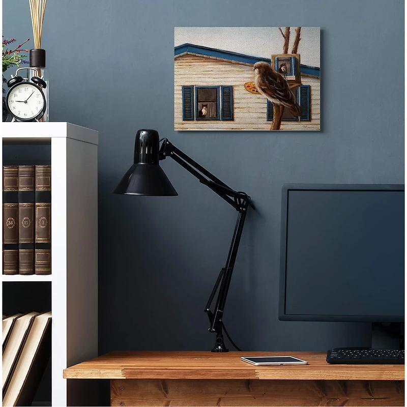 Stupell Industries Bird Paints Indoor Cat Canvas Wall Art