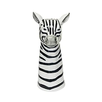 Hello Honey® 11.5" White & Black Hand-Painted Decorative Stoneware Zebra Vase