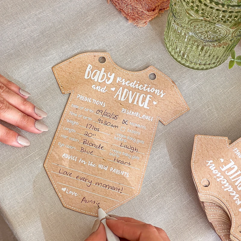 Kate Aspen® Kraft Onesie Shape Baby Shower Prediction Advice Card Keepsake Book Set