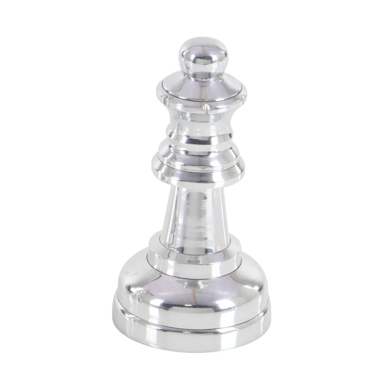 CosmoLiving by Cosmopolitan Silver Aluminum Traditional Chess Sculpture Set