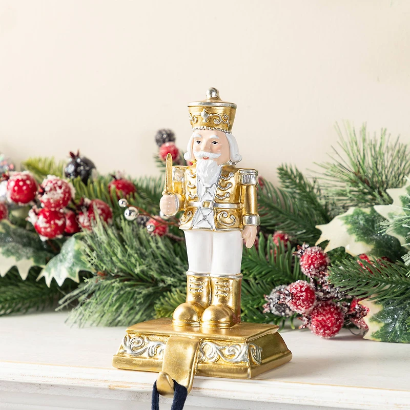 Glitzhome® Christmas Resin Nutcracker Stocking Holder Set