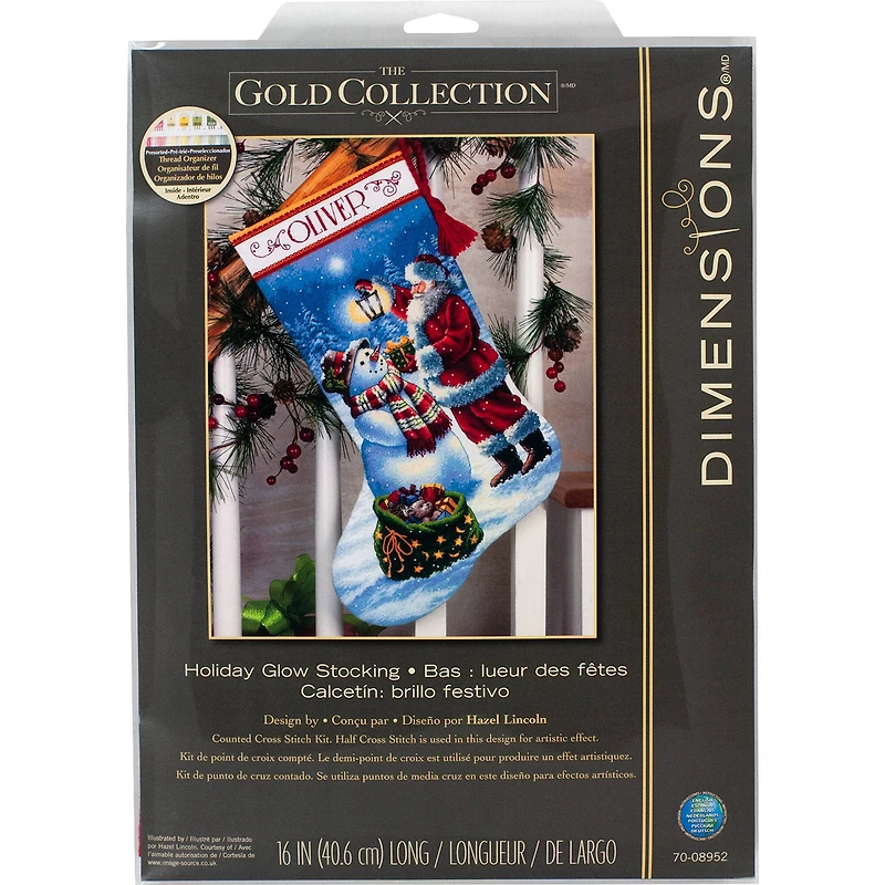 Dimensions® Gold Collection® Holiday Glow Stocking Counted Cross Stitch Kit