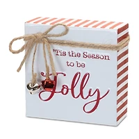 Metal Christmas Sentiment Sign with Bell Accents, Set of 2