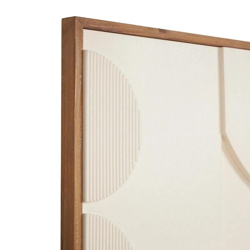 Wall Décor Cream Wood Geometric Design with Brown Wood Frame