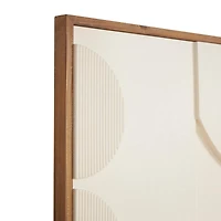 Wall Décor Cream Wood Geometric Design with Brown Wood Frame