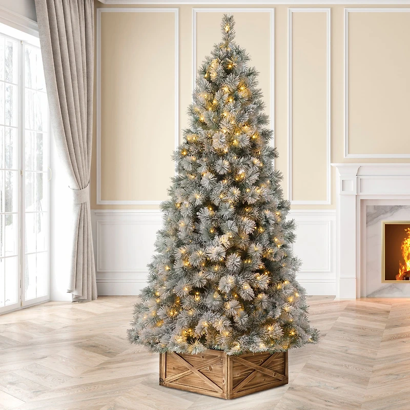 7.5ft. Pre-Lit Artificial Spruce Christmas Tree, Warm White LED Lights