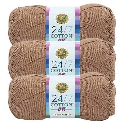 3 Pack Lion Brand® 24/7 Cotton® DK Yarn