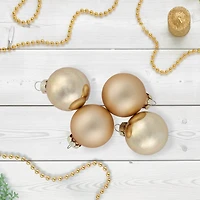 10ct. 1.75" Champagne Gold Shiny and Matte Glass Christmas Ball Ornaments
