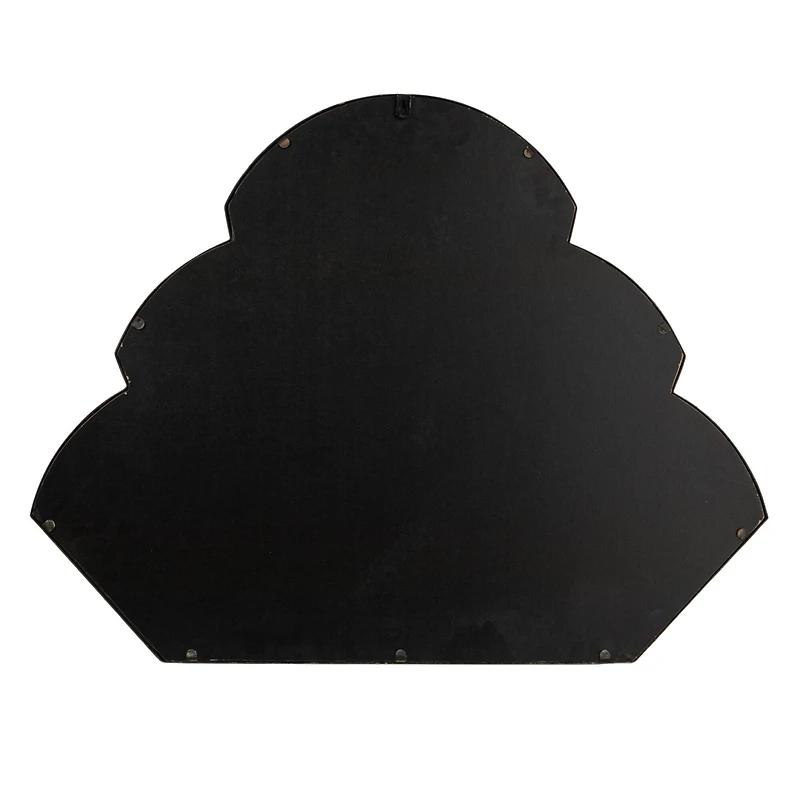 Hello Honey® 33" Black Distressed Metal Scallop Shaped Wall Mirror
