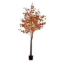 7ft. Pre-Lit Grand Autumn Eucalyptus Artificial Fall Tree with 420 Warm White LED Lights
