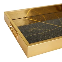 Gold Leaf Pattern Plastic Glam Tray Set
