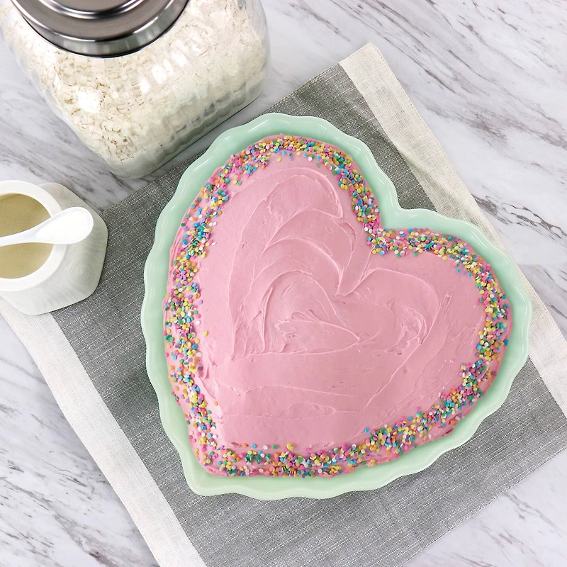Martha Stewart 11'' Mint Heart Shaped Stoneware Cake Pan