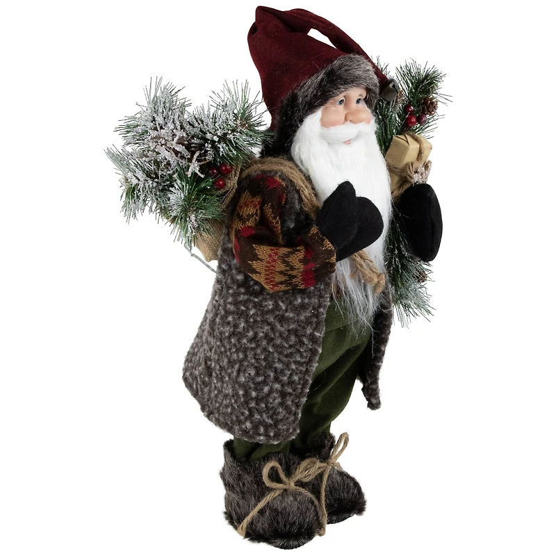 16" Country Rustic Standing Santa Claus with Present