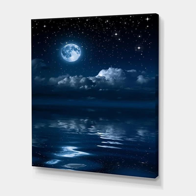 Designart - Full Moon in Cloudy Night Sky I
