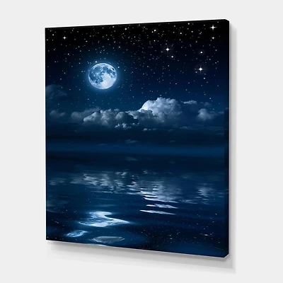 Designart - Full Moon in Cloudy Night Sky I