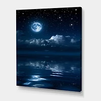 Designart - Full Moon in Cloudy Night Sky I