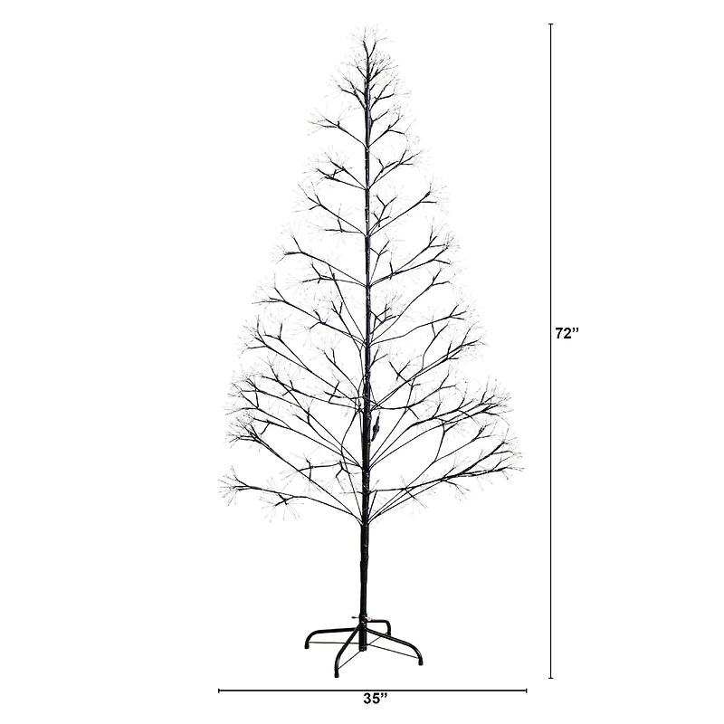 6ft. Pre-Lit Artificial Halloween Black Starburst Tree with 1680 Fairy Warm White LED Lights