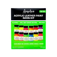 12 Packs: 12 ct. (144 total) Angelus® Neon Acrylic Leather Paint Kit