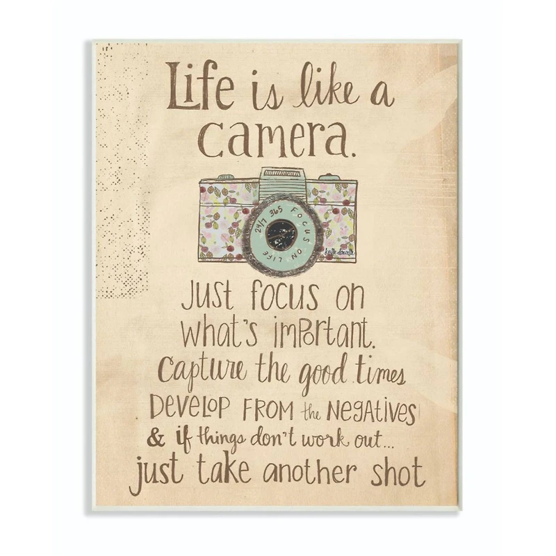 Stupell Industries Life Is Like A Camera Wooden Wall Plaque