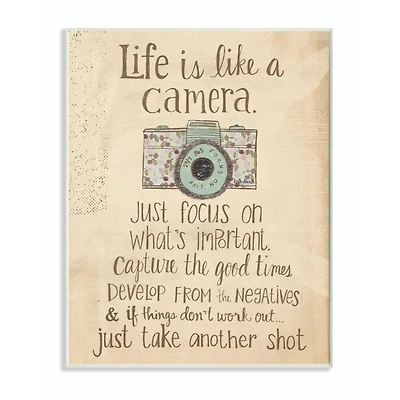 Stupell Industries Life Is Like A Camera Wooden Wall Plaque