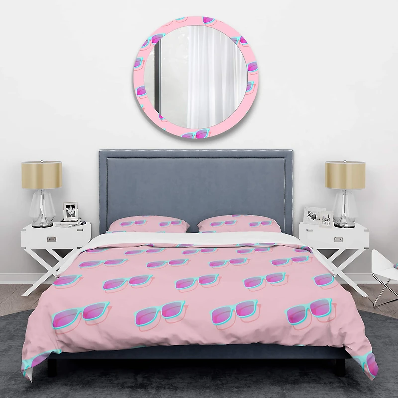 Designart 'Pink Abstract Retro Pattern I' Mid-Century Duvet Cover Set
