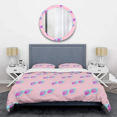 Designart 'Pink Abstract Retro Pattern I' Mid-Century Duvet Cover Set