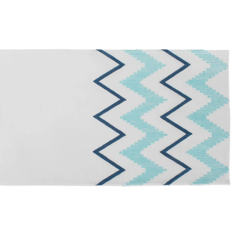 Off White Base Embroidered Chevron Table Runner