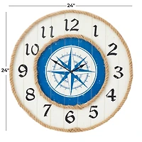 Blue MDF Nautical Wall Clock 24" x 24" x 2"