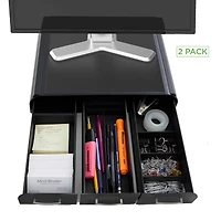 Mind Reader Black Monitor Stand & 3 Draw Desk Organizer Storage Set