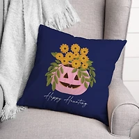 Floral Jack-O-Lantern Throw Pillow