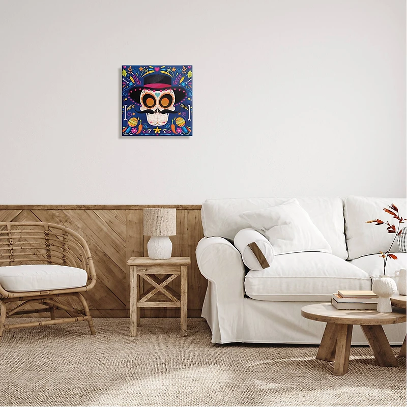 Stupell Industries Day Of Dead Patterned Skull Canvas Wall Art