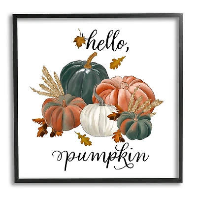 Stupell Industries Hello Pumpkin Fall Harvest Framed Giclee Art