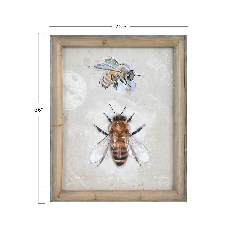 Hello Honey® Wood Framed Canvas Wall Art with Bee Images Set