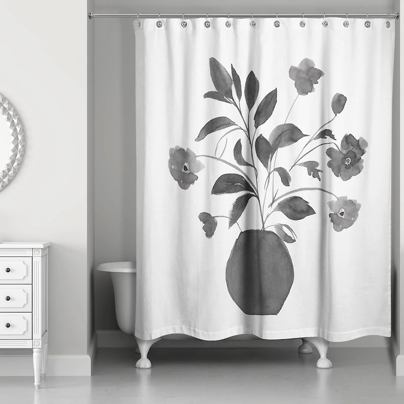 Monochromatic Floral II 71" x 74" Shower Curtain