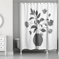 Monochromatic Floral II 71" x 74" Shower Curtain