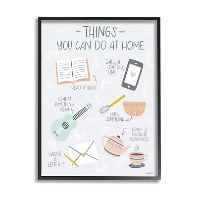 Stupell Industries Things To Do At Home Illustrated Self Care Guide in Frame Wall Art