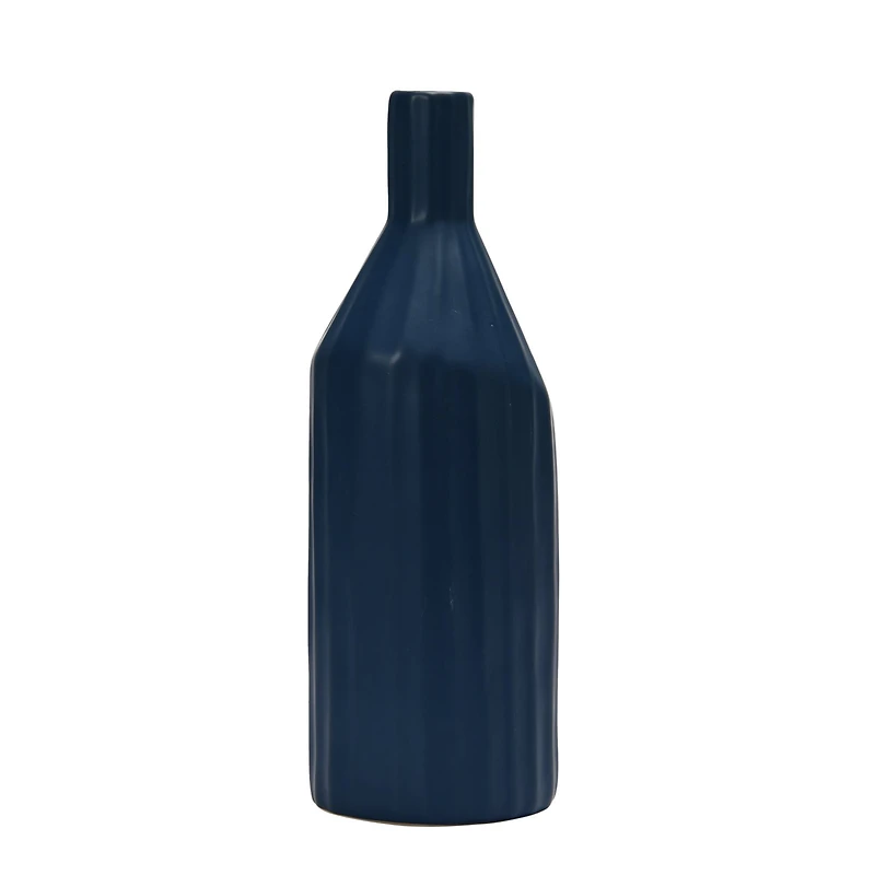 Hello Honey® 11" Navy Ceramic Bottle Vase