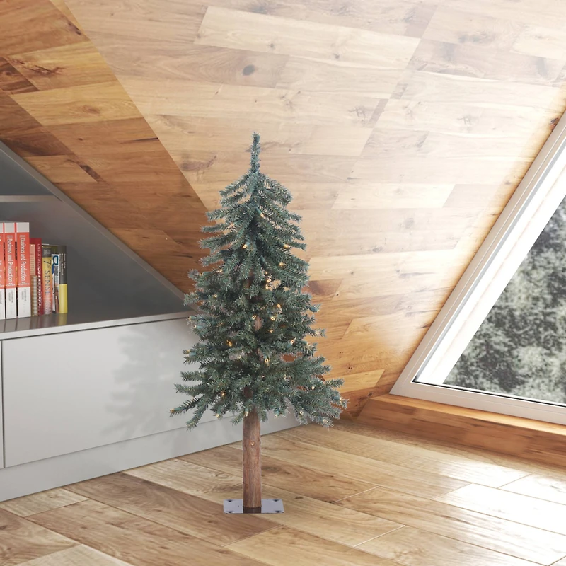 3ft. Pre-Lit Natural Bark Alpine Artificial Christmas Tree, Warm White Dura-Lit® LED Lights