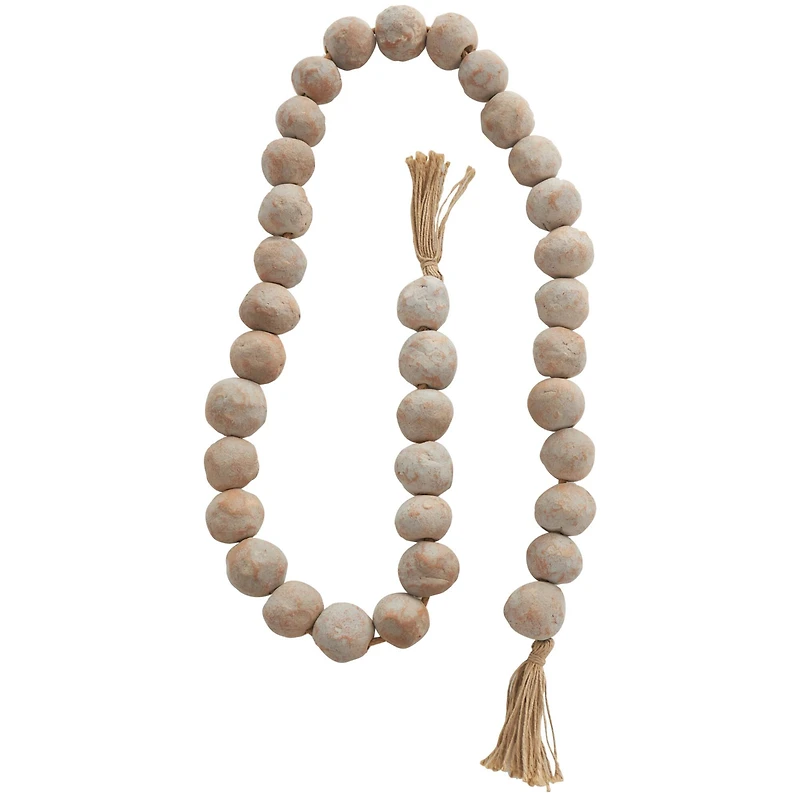 5ft. Paper Mache Round Distressed Beaded Garland with Tassel